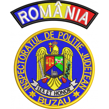 Emblema INSTECTORATUL DE POLITIE JUDETEAN - BUZAU + EMBLEMA ROMANIA TRICOLOR